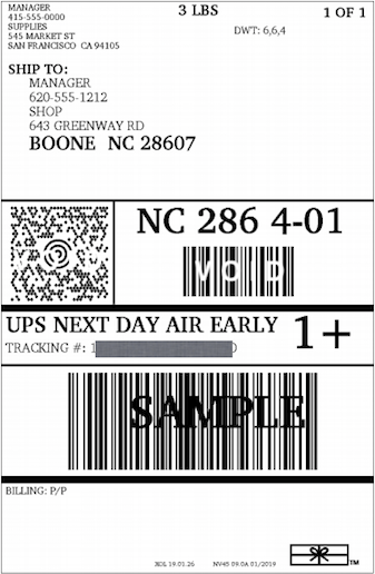 Sample UPS Label